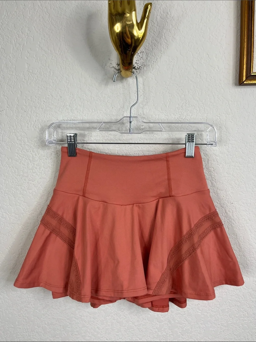 Free People FP Movement Pleats And Thank You Skort Peach Melon Ruffle Skirt